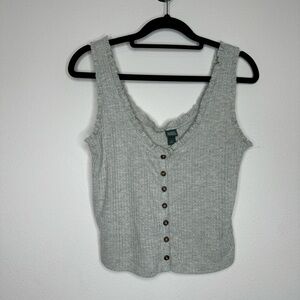 Wild Fable Light Gray Button-Up Tank Top
